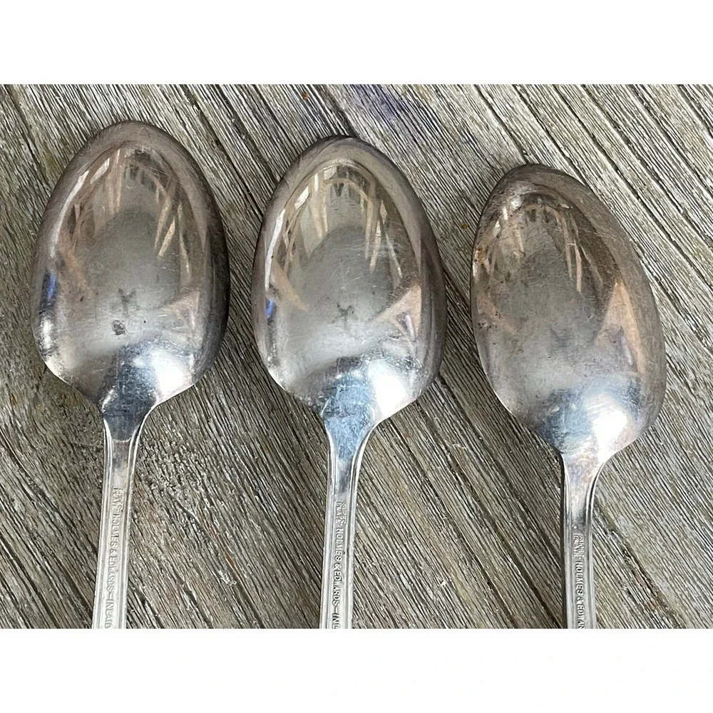 Holmes & Edwards Inlaid Super Plate Lot Of 3 Serving Spoons 9 3/8in